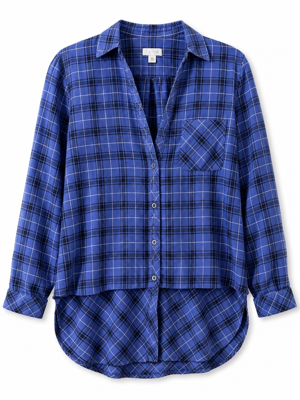 J. Jill Blue Plaid Button-Up Shirt Women’s XS Long Sleeve Great Condition